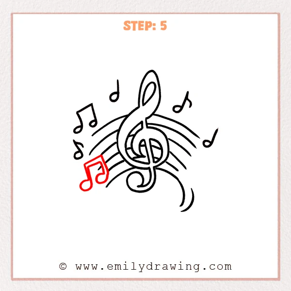 how to draw a music notes - Step 5